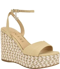 Guess Women's Everly Raffia Espadrille Wedge Sandals