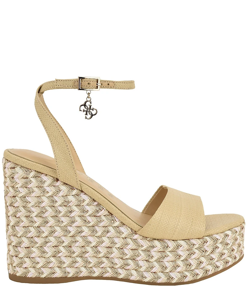 Guess Women's Everly Raffia Espadrille Wedge Sandals