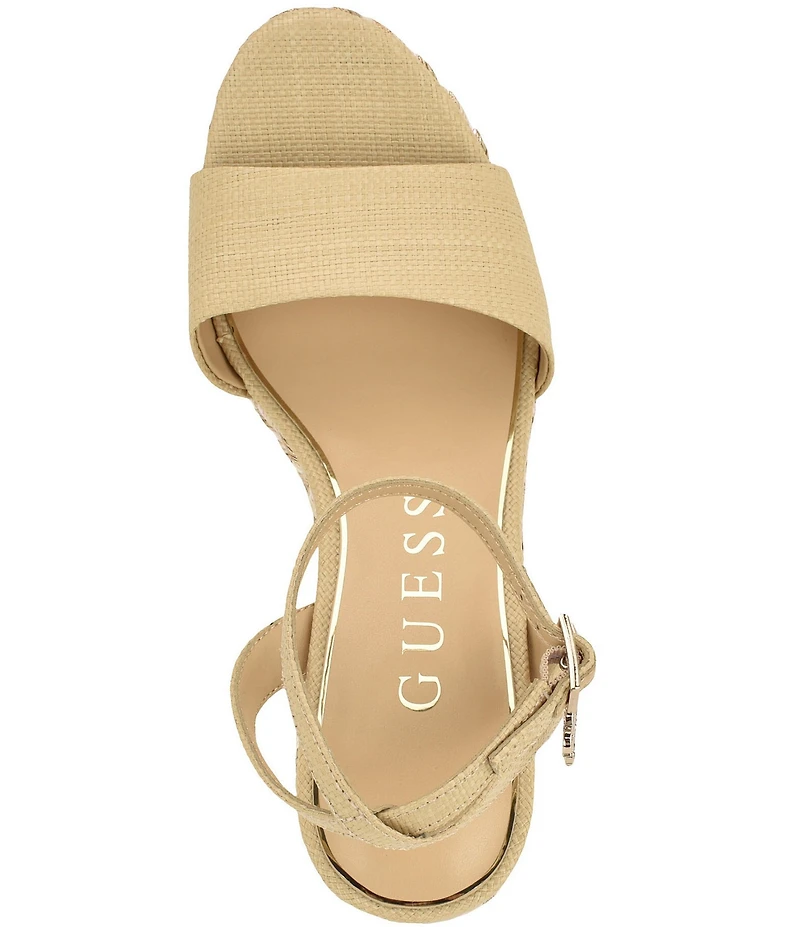 Guess Women's Everly Raffia Espadrille Wedge Sandals