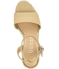 Guess Women's Everly Raffia Espadrille Wedge Sandals
