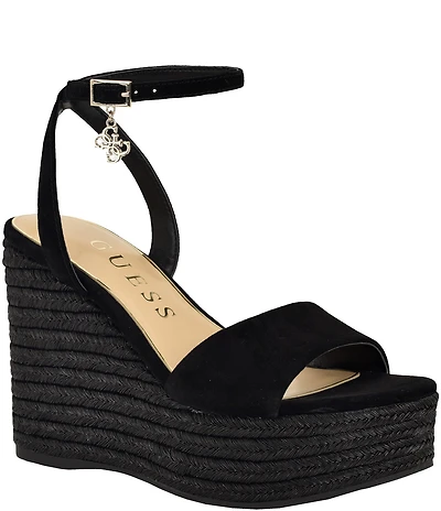 Guess Women's Everly Suede Espadrille Wedge Sandals