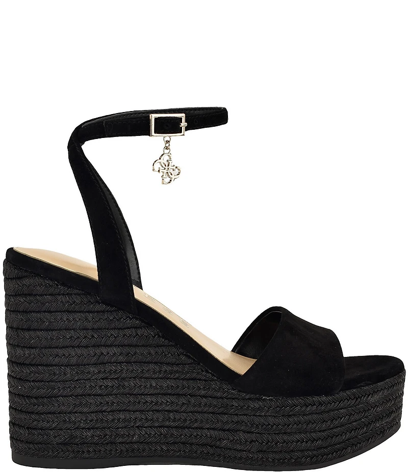 Guess Women's Everly Suede Espadrille Wedge Sandals