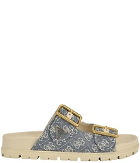 Guess Women's Fasten Signature Logo Banded Buckle Slide Sandals