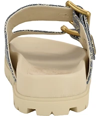 Guess Women's Fasten Signature Logo Banded Buckle Slide Sandals