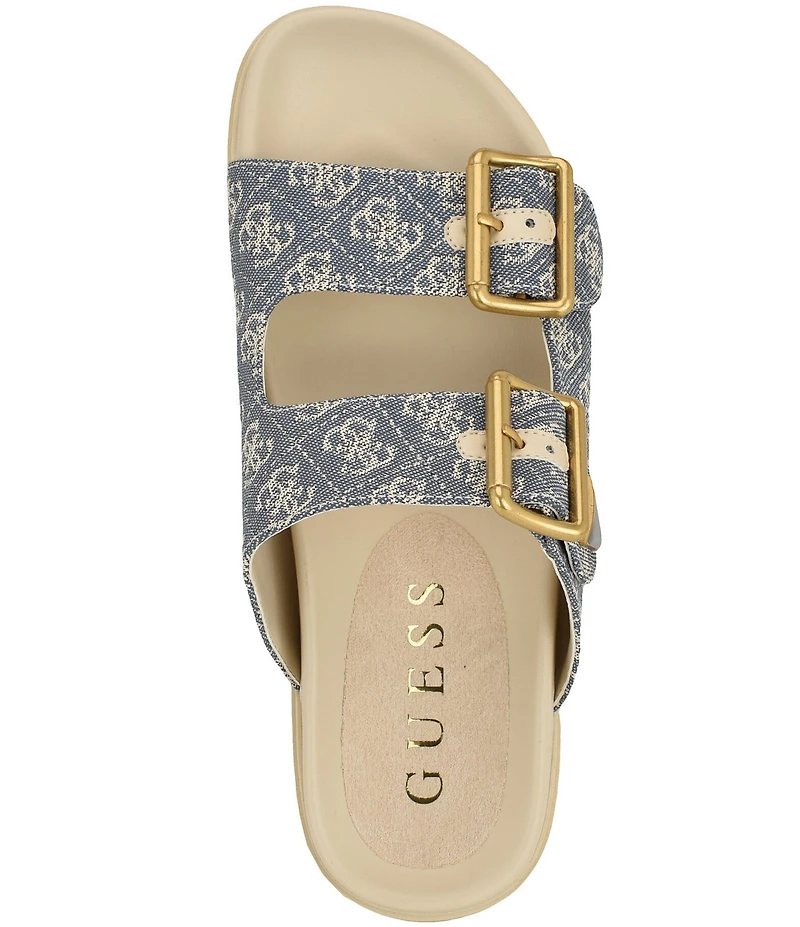 Guess Women's Fasten Signature Logo Banded Buckle Slide Sandals