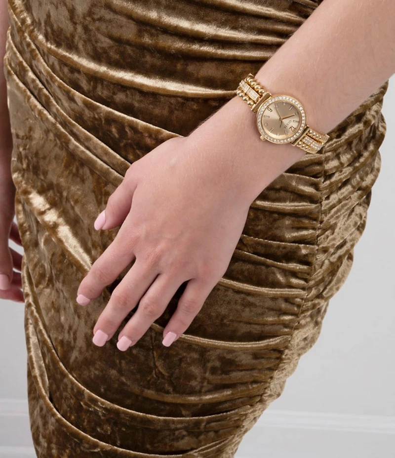 Guess Women's Glitz Quartz Analog Gold Stainless Steel Bracelet Watch