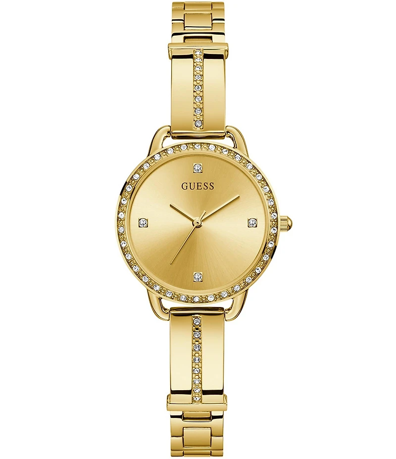 Guess Women's Gold-Tone Crystal Analog Watch