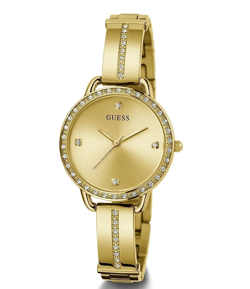 Guess Women's Gold-Tone Crystal Analog Watch
