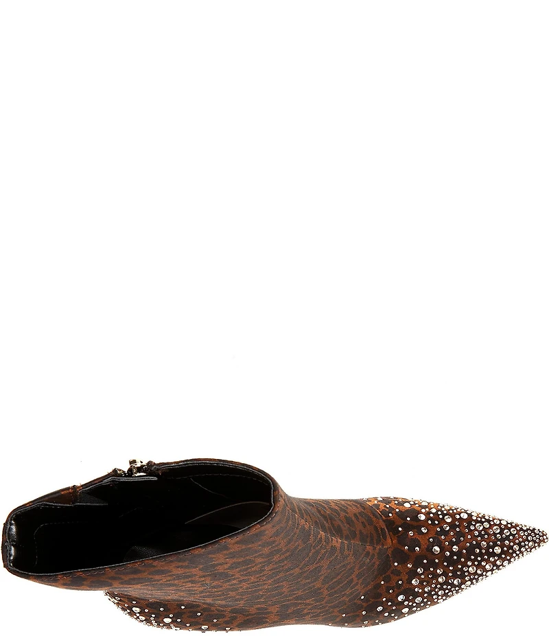 Guess Women's Gomoray Leopard Print Rhinestone Stretch Booties