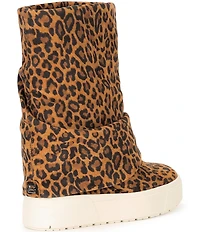 Guess Women's Guinna Leopard Fold-Over Wedge Booties