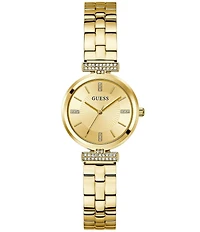 Guess Women's Quartz Analog Gold Tone Round Stainless Steel Bracelet Watch