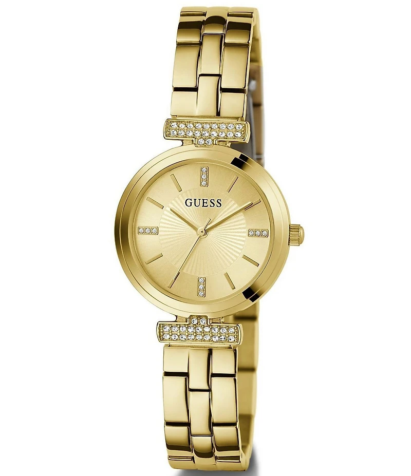 Guess Women's Quartz Analog Gold Tone Round Stainless Steel Bracelet Watch