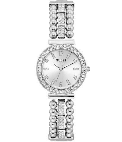 Guess Women's Quartz Analog Silver Stainless Steel Glitz Bracelet Watch