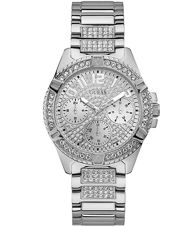 Guess Women's Rhinestone Silver-Tone Multifunction Watch