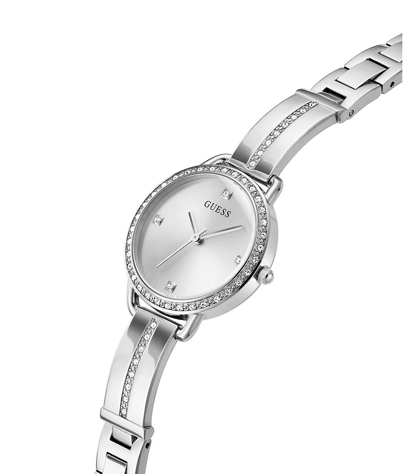 Guess Women's Silver-Tone Crystal Analog Watch