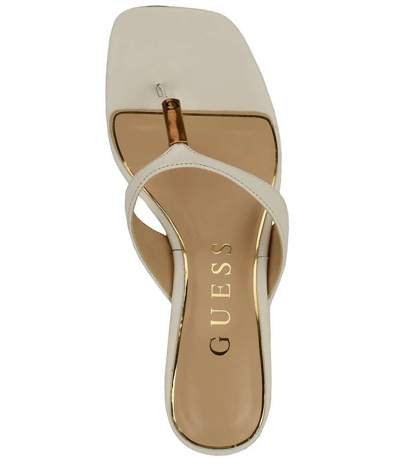 Guess Yaiza Leather Square Toe Thong Sandals