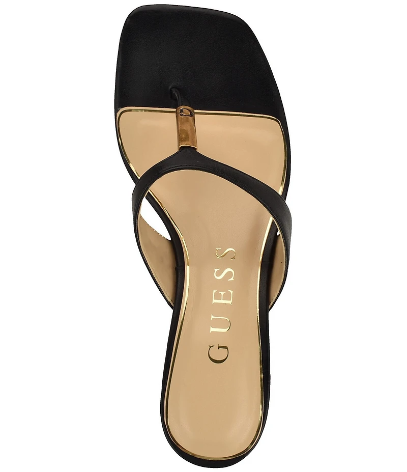 Guess Yaiza Leather Square Toe Thong Sandals