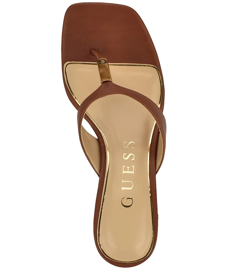 Guess Yaiza Leather Square Toe Thong Sandals