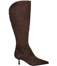 Guess Yania Suede Pointed Toe Kitten Heel Tall Boots