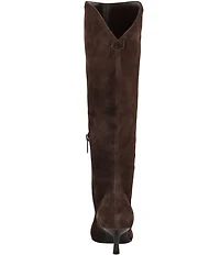 Guess Yania Suede Pointed Toe Kitten Heel Tall Boots