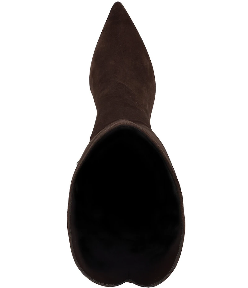 Guess Yania Suede Pointed Toe Kitten Heel Tall Boots