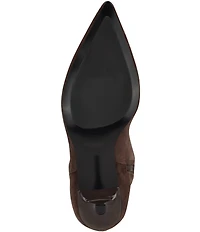 Guess Yania Suede Pointed Toe Kitten Heel Tall Boots