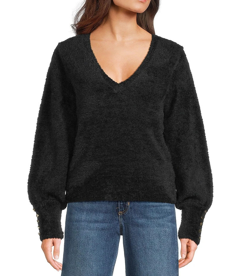Guess Yuki Long Sleeve Fuzzy Sweater