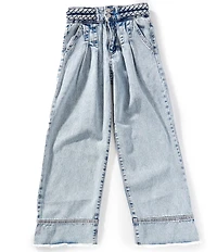 Habitual Big Girls Braided-Waist Wide-Leg Denim Jeans