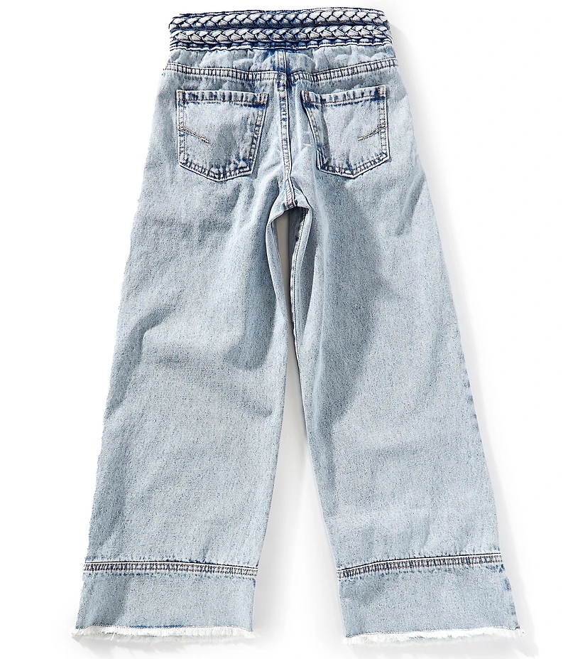 Habitual Big Girls Braided-Waist Wide-Leg Denim Jeans
