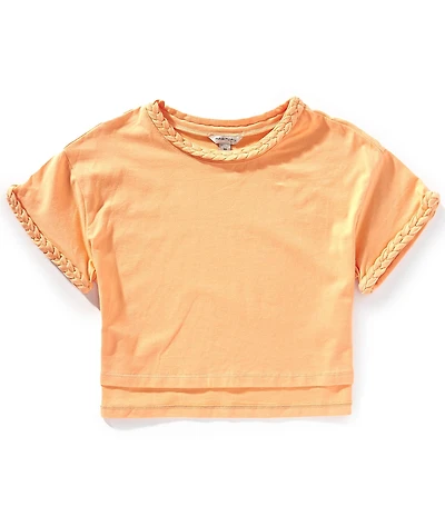 Habitual Big Girls Short Sleeve Braided-Detail Top