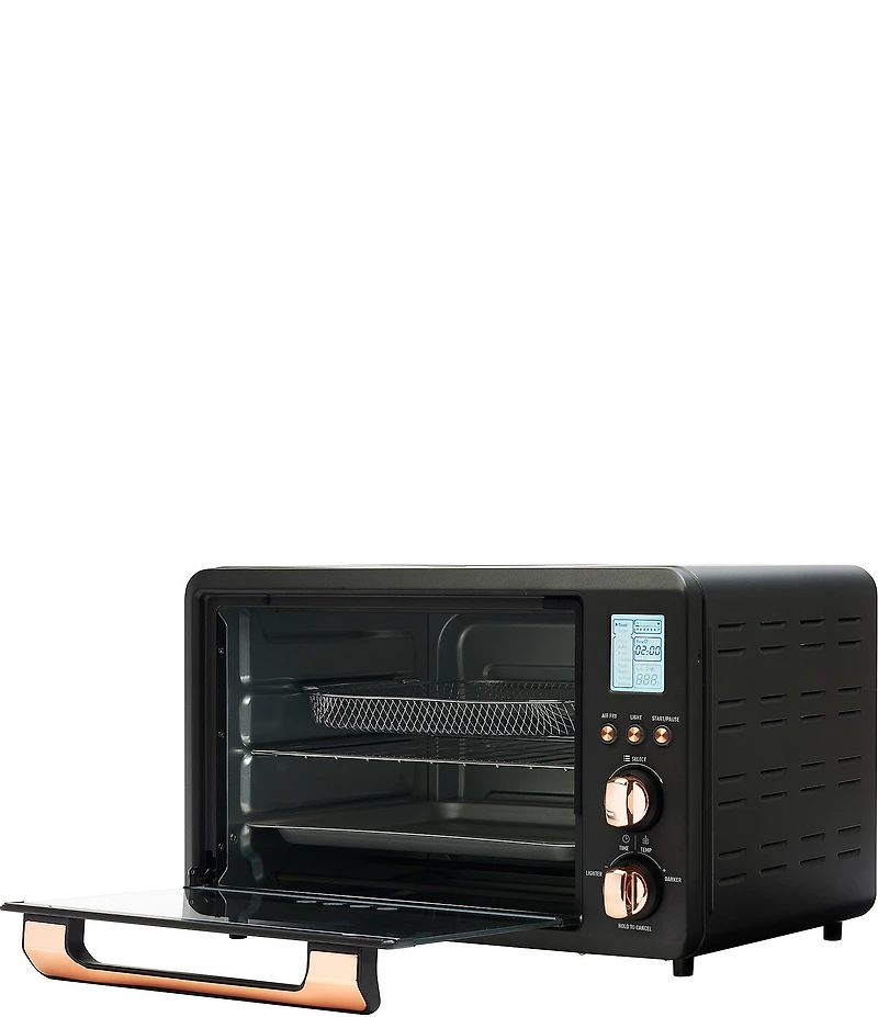 Haden 25 Liter 6-Slice Toaster Oven with Easy Reach Roll-Top Door, Air Fry, Bake, Broil, Toast Functions