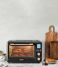Haden 25 Liter 6-Slice Toaster Oven with Easy Reach Roll-Top Door, Air Fry, Bake, Broil, Toast Functions