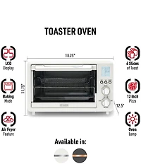Haden 25 Liter 6-Slice Toaster Oven with Easy Reach Roll-Top Door, Air Fry, Bake, Broil, Toast Functions