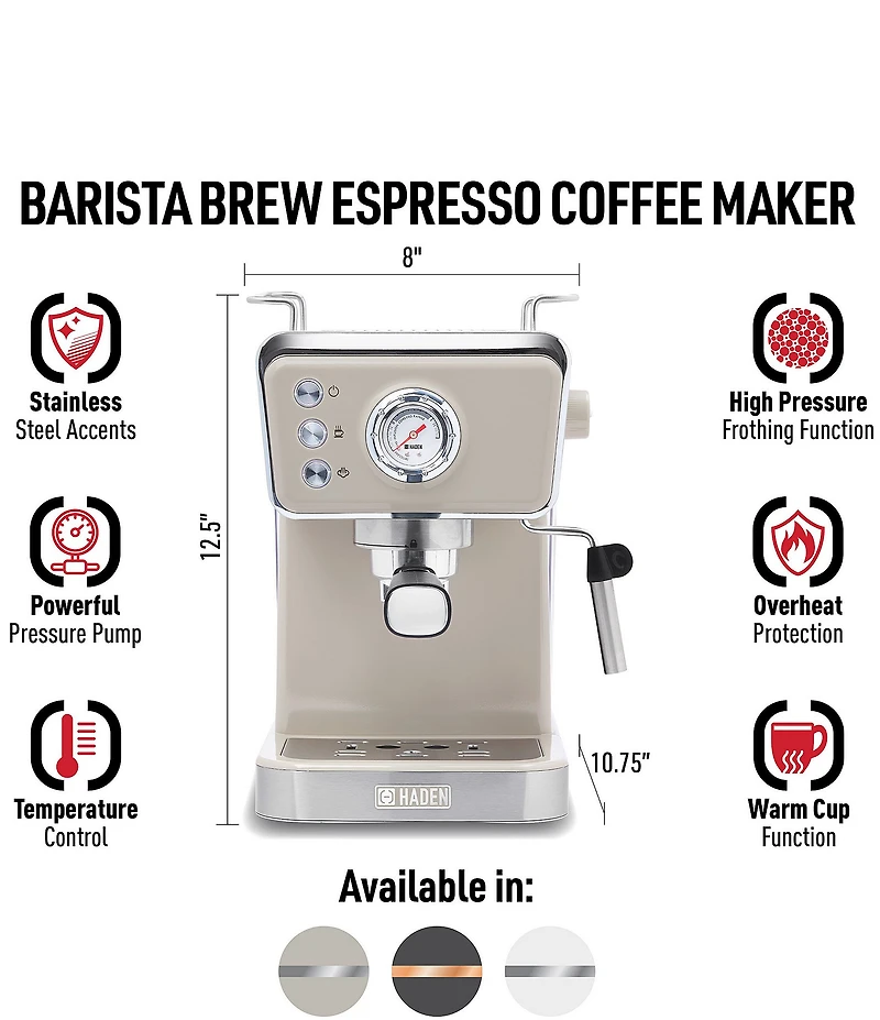 Haden Barista Brew Espresso, Coffee and Cappucino Machine