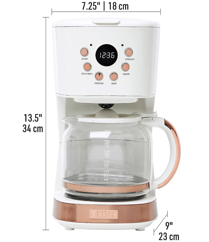 Haden Brighton Drip Coffee Maker 12 Cup Countertop Coffee Machine for Home with Glass Coffee Carafe -Vintage Retro Kitchen