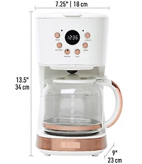 Haden Brighton Drip Coffee Maker 12 Cup Countertop Coffee Machine for Home with Glass Coffee Carafe -Vintage Retro Kitchen