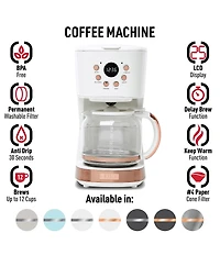 Haden Brighton Drip Coffee Maker 12 Cup Countertop Coffee Machine for Home with Glass Coffee Carafe -Vintage Retro Kitchen