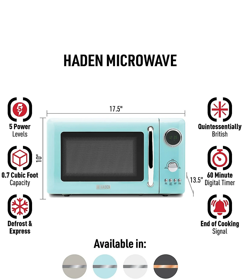 Haden Countertop Compact Retro Microwave Oven