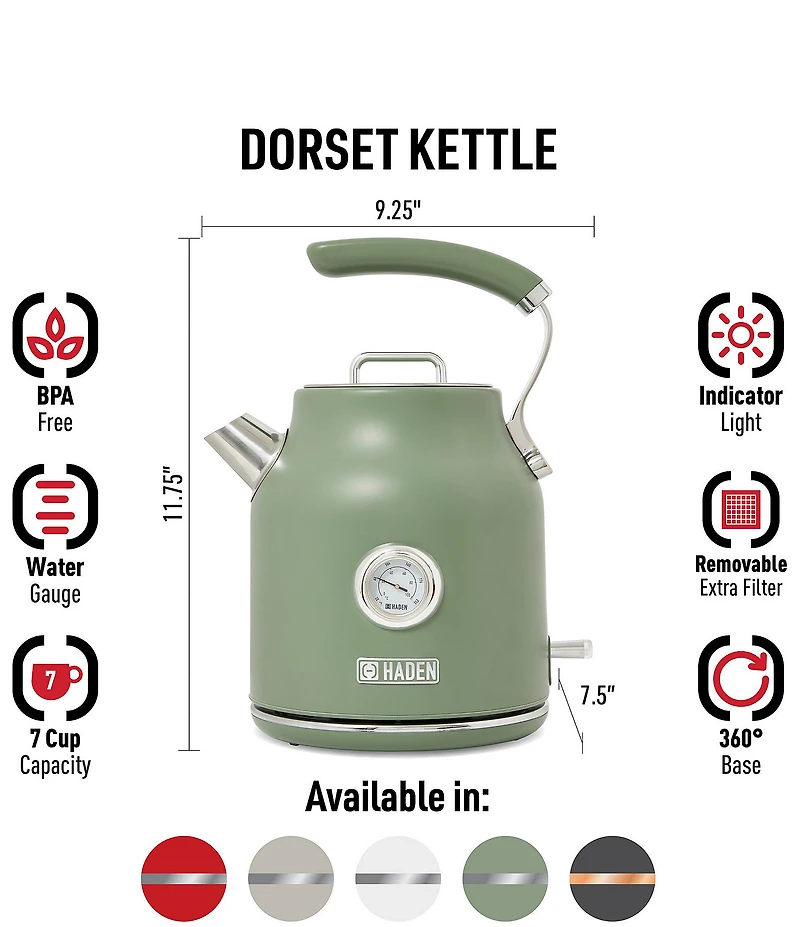 Haden Dorset 1.7 Liter Stainless Steel Electric Tea Kettle