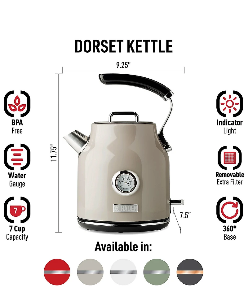 Haden Dorset 1.7 Liter Stainless Steel Electric Tea Kettle