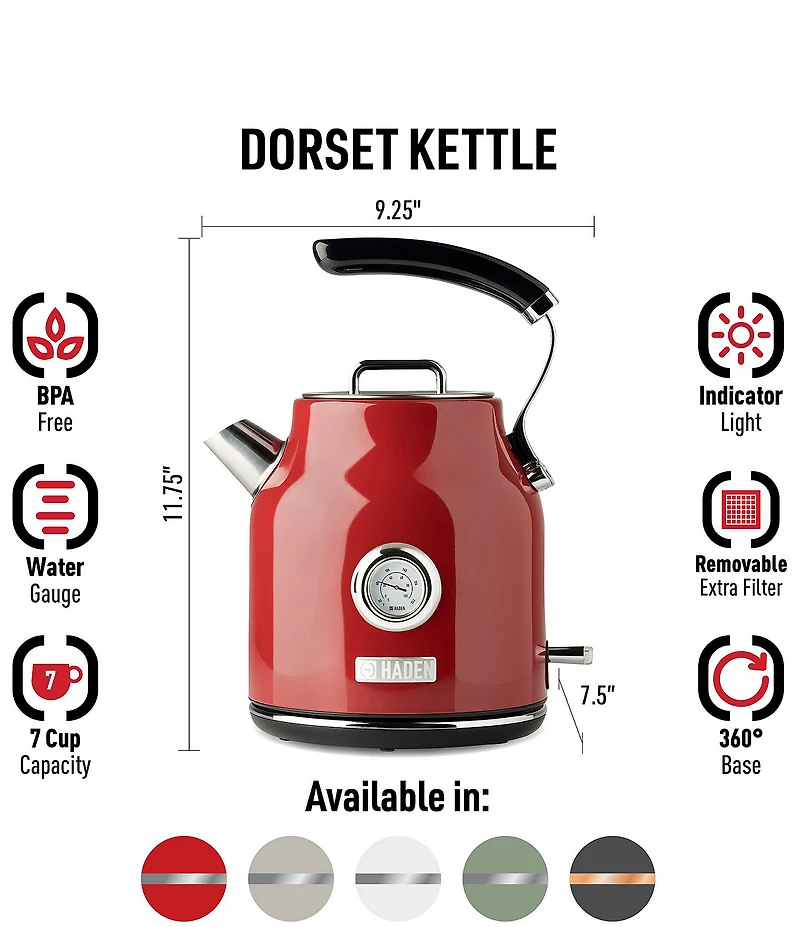 Haden Dorset 1.7 Liter Stainless Steel Electric Tea Kettle