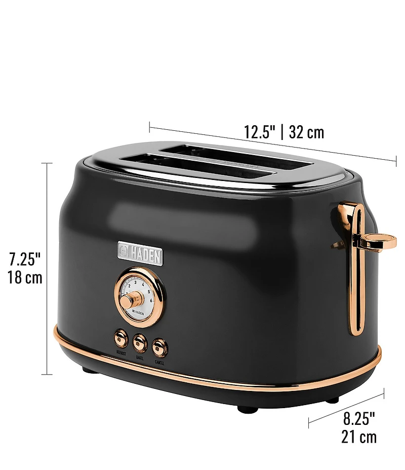 Haden Dorset 2 Slice Toaster Stainless Steel Wide Slot with Removable Crumb Tray and Control Settings