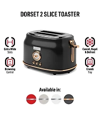 Haden Dorset 2 Slice Toaster Stainless Steel Wide Slot with Removable Crumb Tray and Control Settings