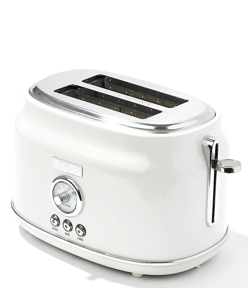 Haden Dorset 2 Slice Toaster Stainless Steel Wide Slot with Removable Crumb Tray and Control Settings Ivory and Chrome