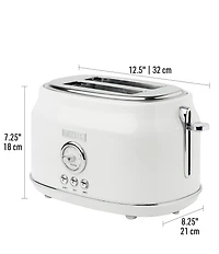 Haden Dorset 2 Slice Toaster Stainless Steel Wide Slot with Removable Crumb Tray and Control Settings Ivory and Chrome
