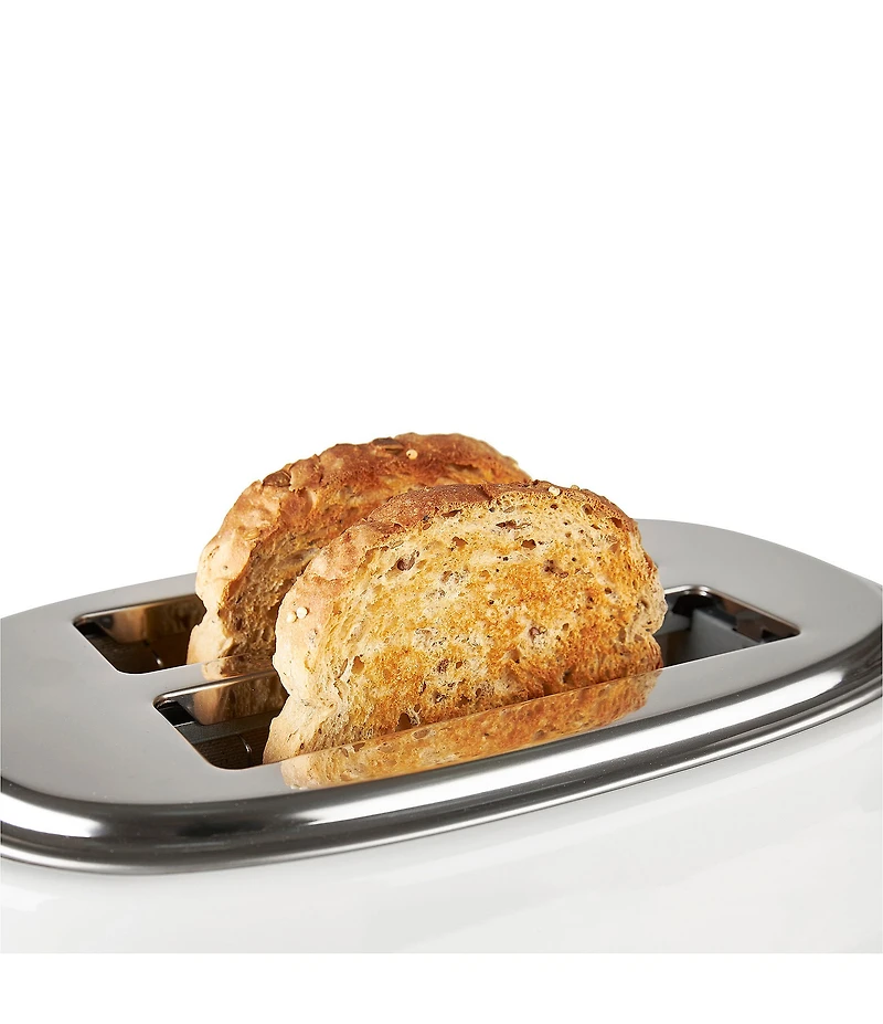 Haden Dorset 2 Slice Toaster Stainless Steel Wide Slot with Removable Crumb Tray and Control Settings Ivory and Chrome