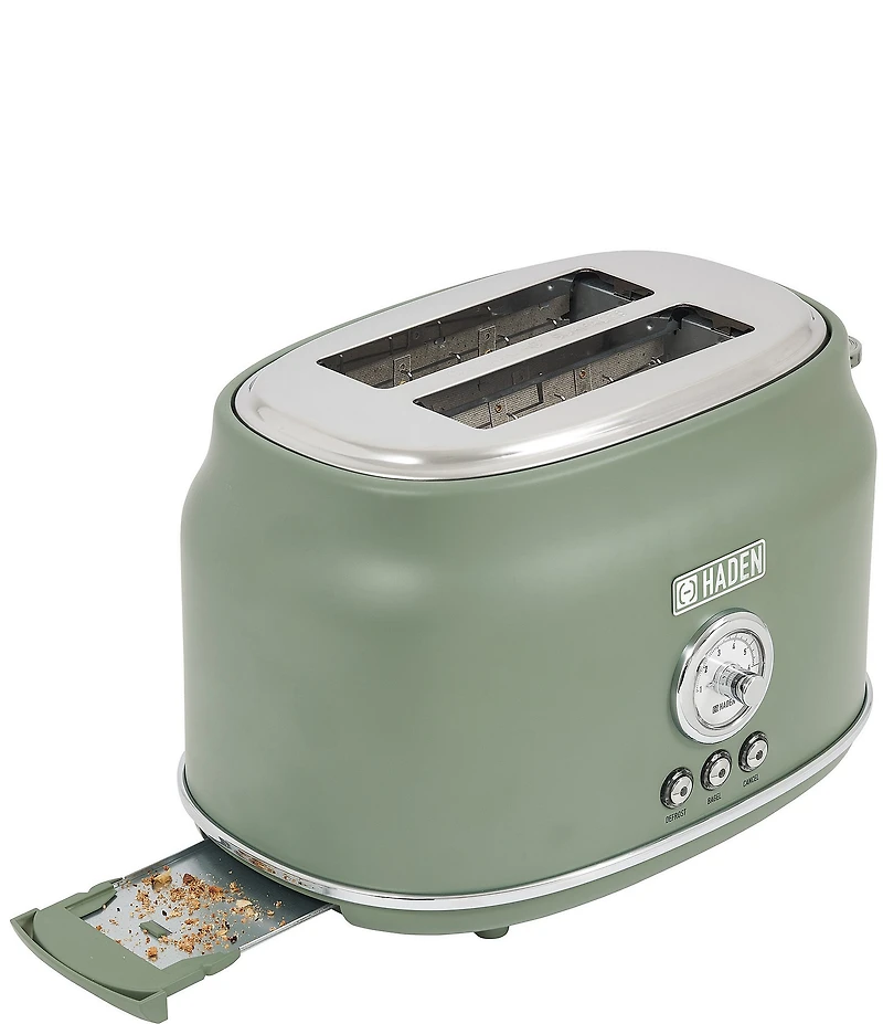 Haden Dorset 2 Slice Toaster Stainless Steel Wide Slot with Removable Crumb Tray and Control Settings Ivory and Chrome