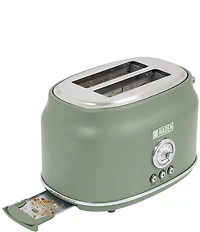 Haden Dorset 2 Slice Toaster Stainless Steel Wide Slot with Removable Crumb Tray and Control Settings Ivory and Chrome
