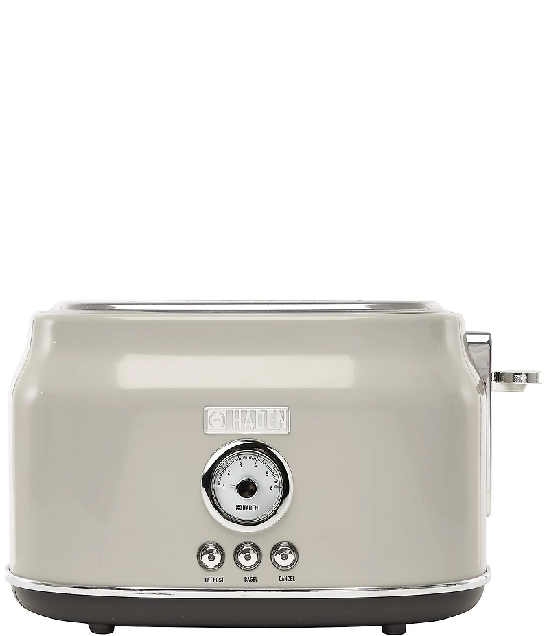 Haden Dorset 2 Slice Toaster Stainless Steel Wide Slot with Removable Crumb Tray and Control Settings Ivory and Chrome