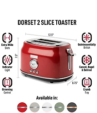 Haden Dorset 2 Slice Toaster Stainless Steel Wide Slot with Removable Crumb Tray and Control Settings Ivory and Chrome